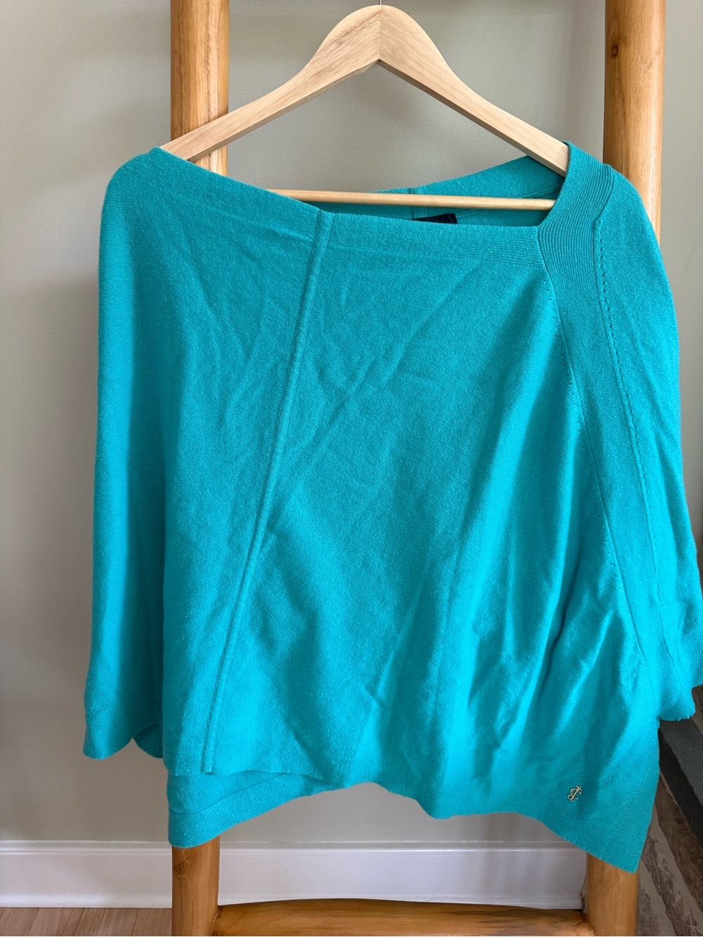 Juicy Couture 100% Cashmere Teal Off-the-Shoulder Sweater